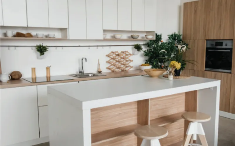 Edge banding of kitchen platforms